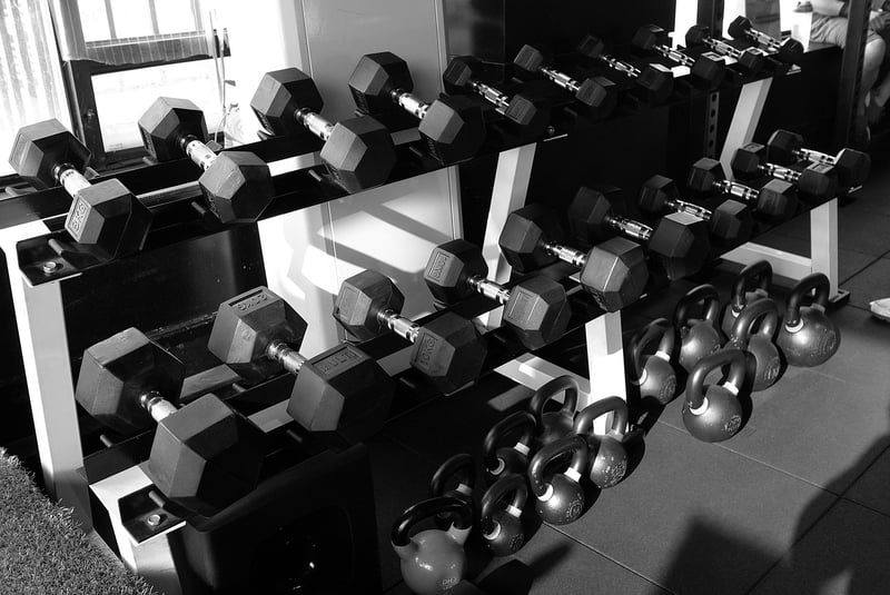 Woman lifting dumbbells in the gym